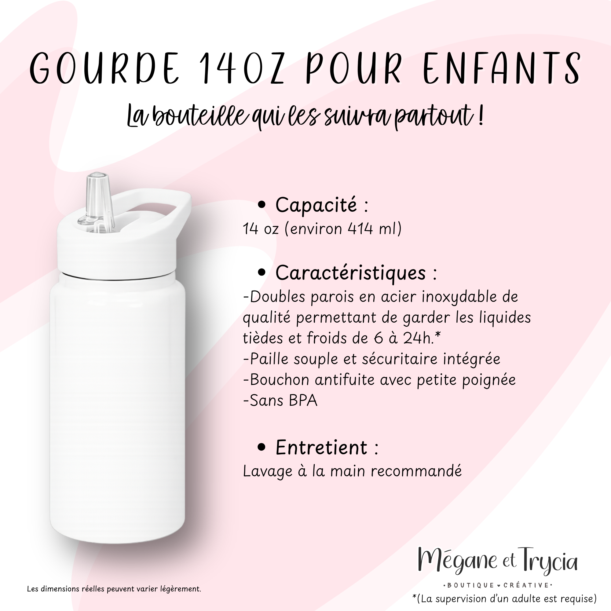 Gourde pour enfant 12 OZ (Service aux particuliers uniquement)