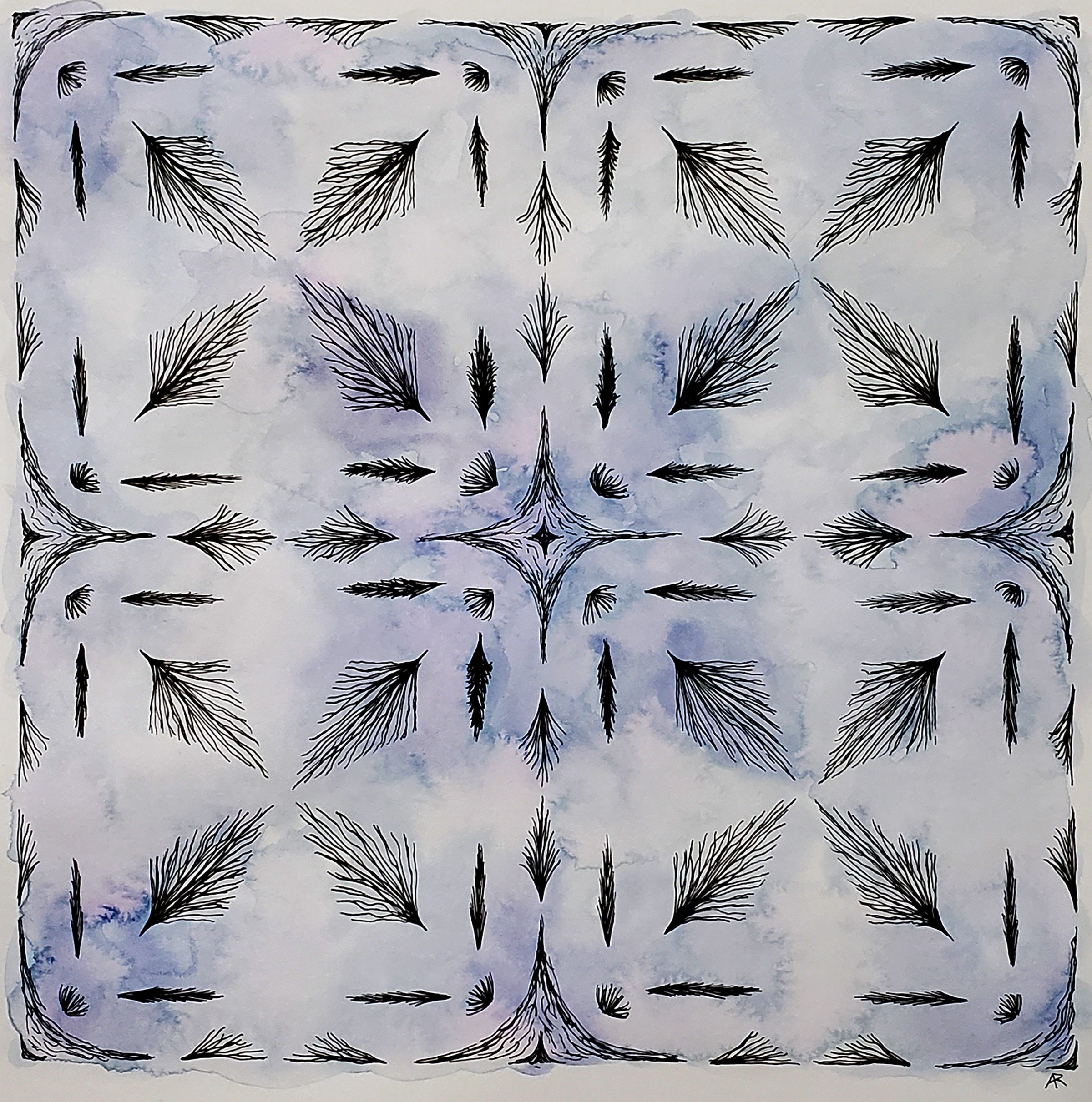 nothing | 2024 | black fine line pens, watercolor, pencil, and bristol paper