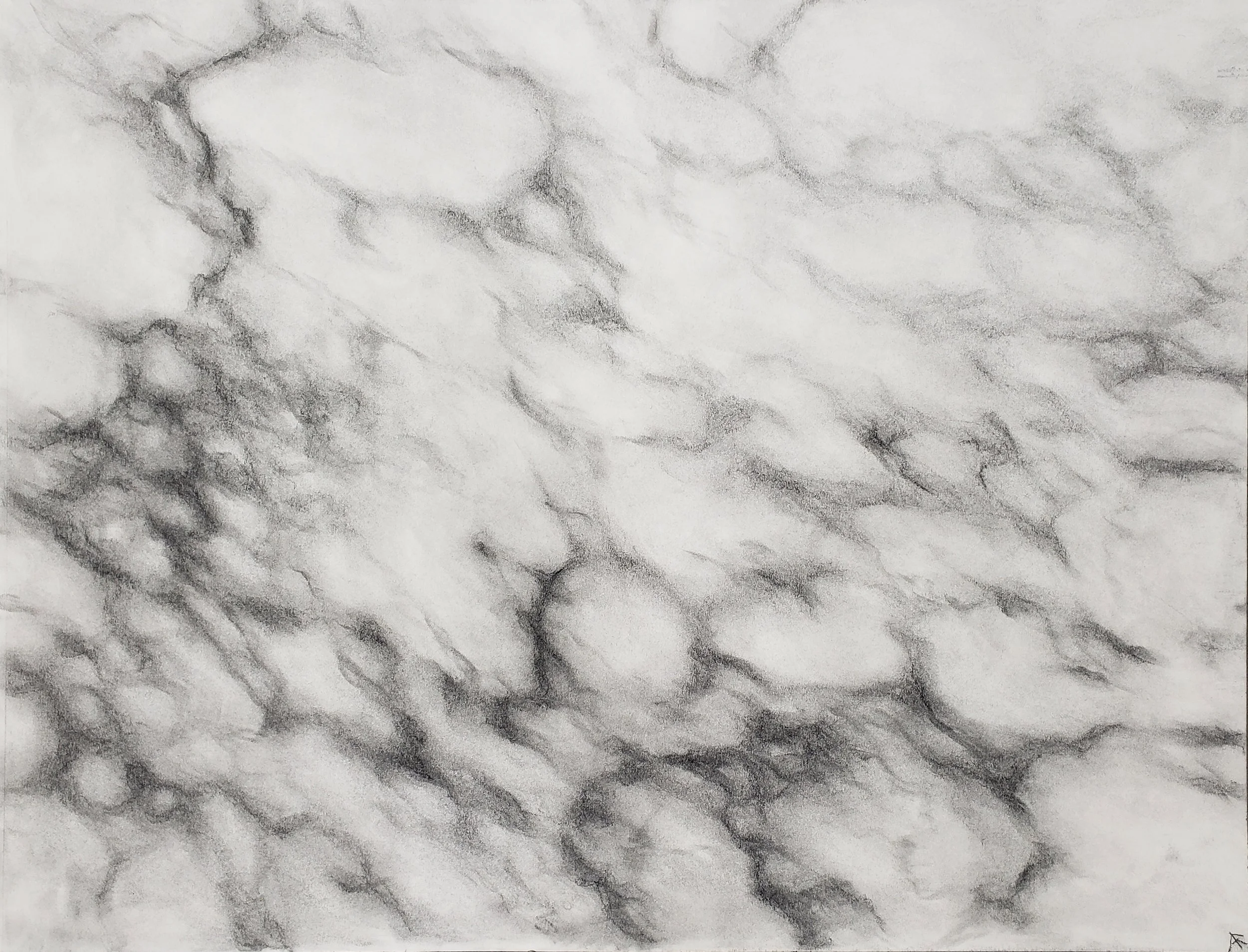 marble, 2024, charcoal and the usage of a white marble reference image