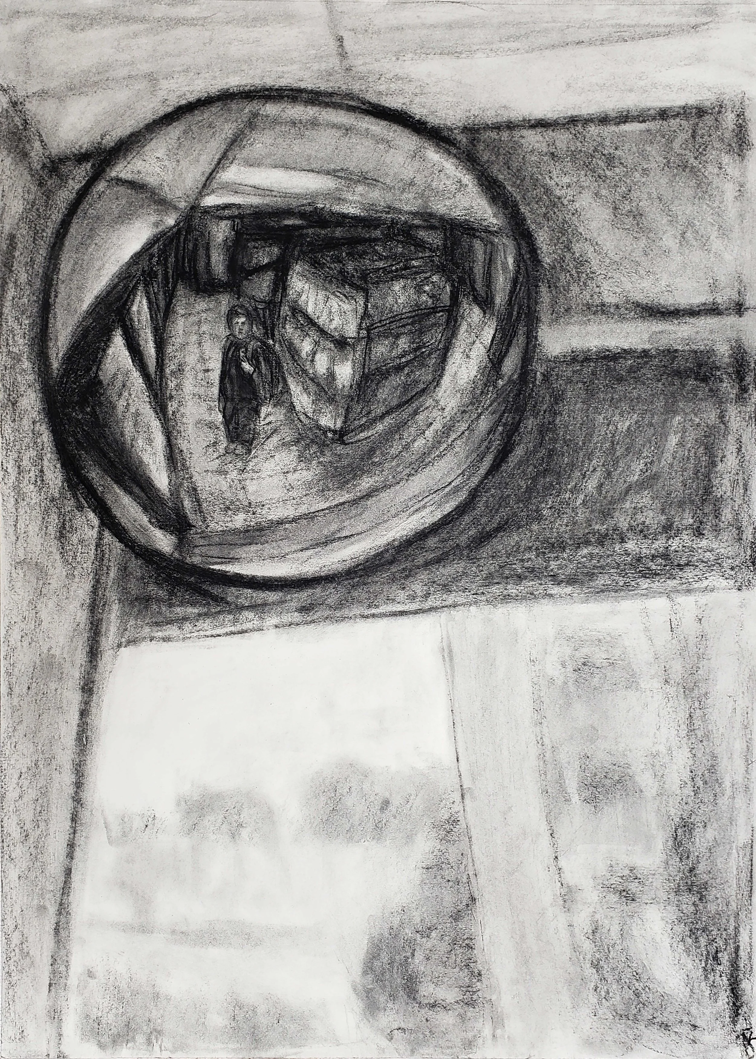  peeking, 2024, charcoal