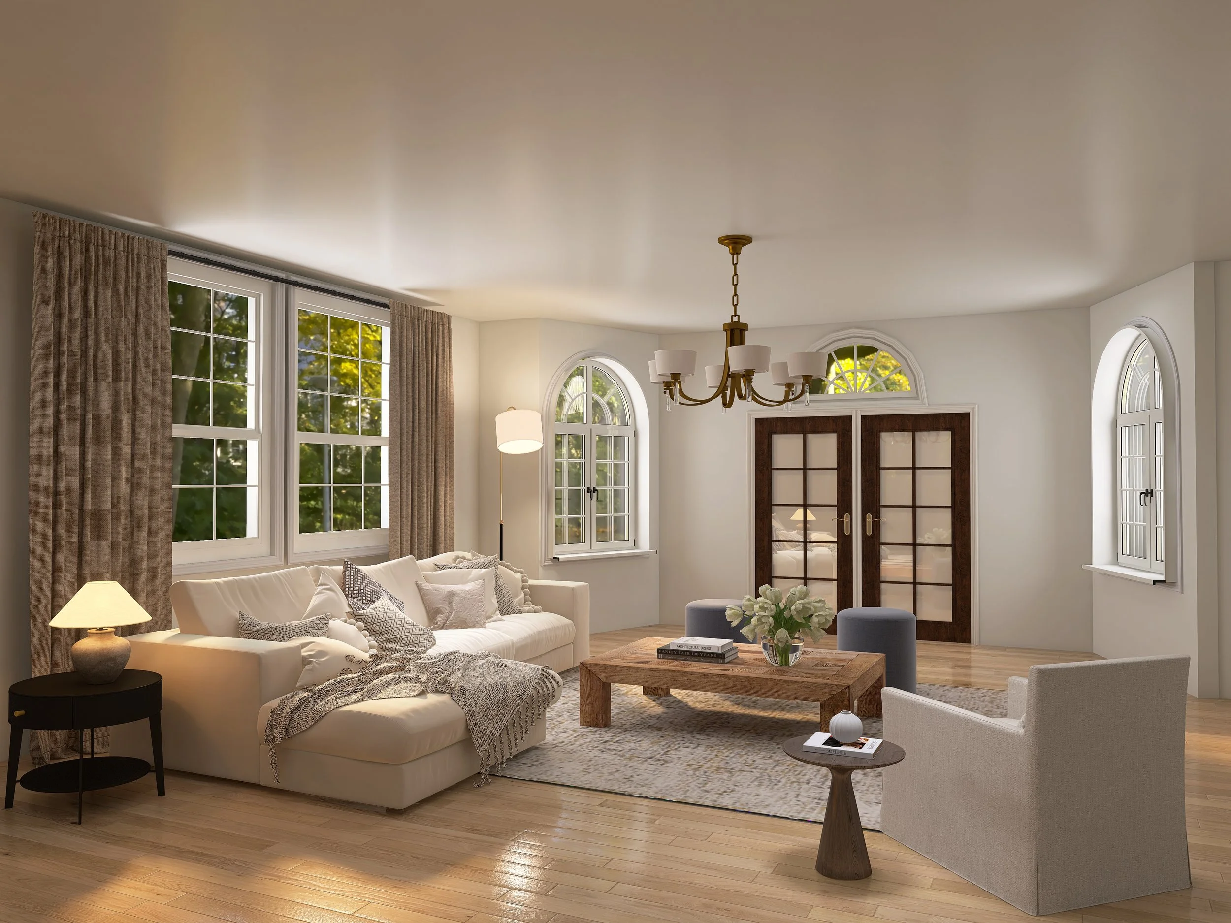 living room white sectional sofa with blue ottomans.jpg
