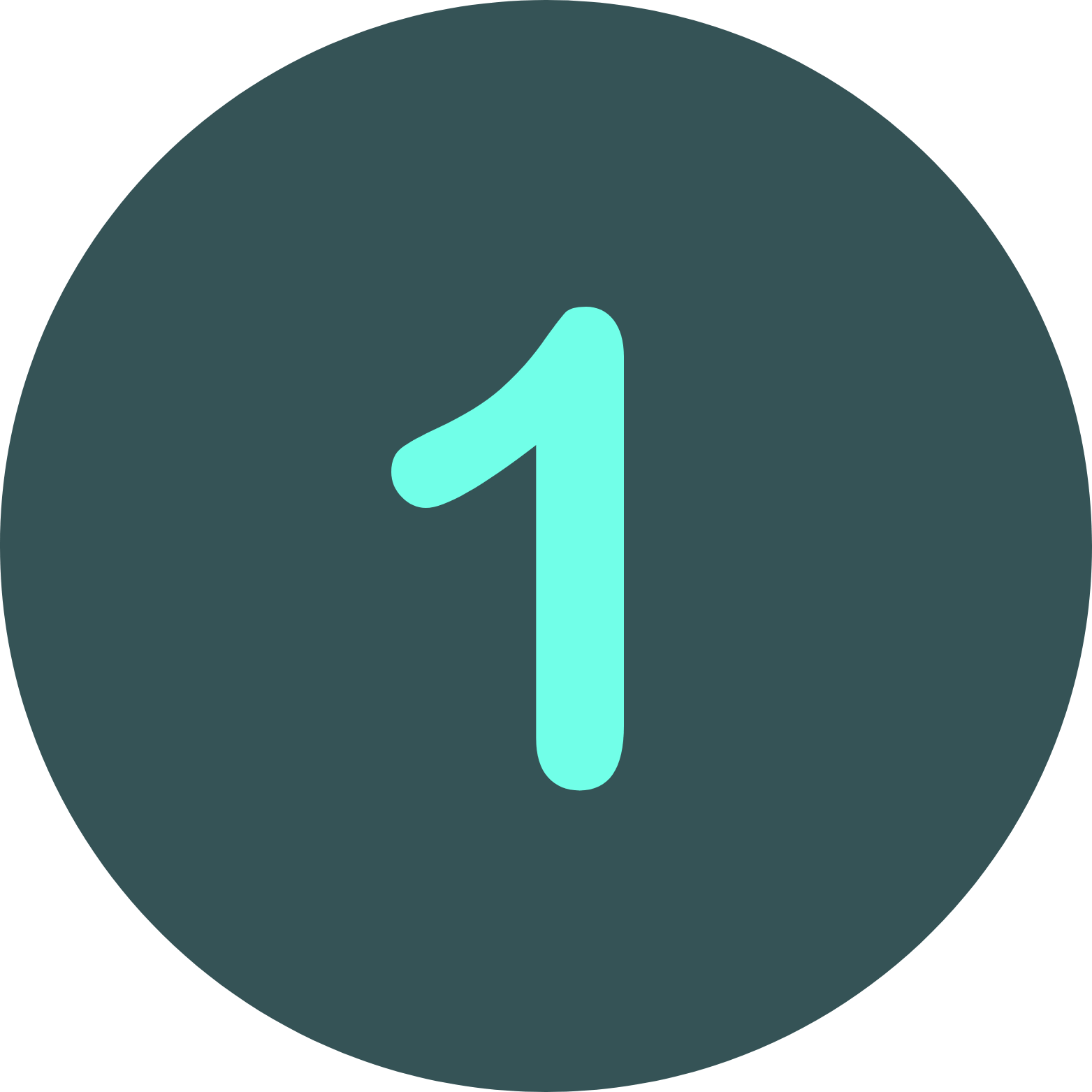 Digital countdown timer screen showing the number one in light blue on a dark background.