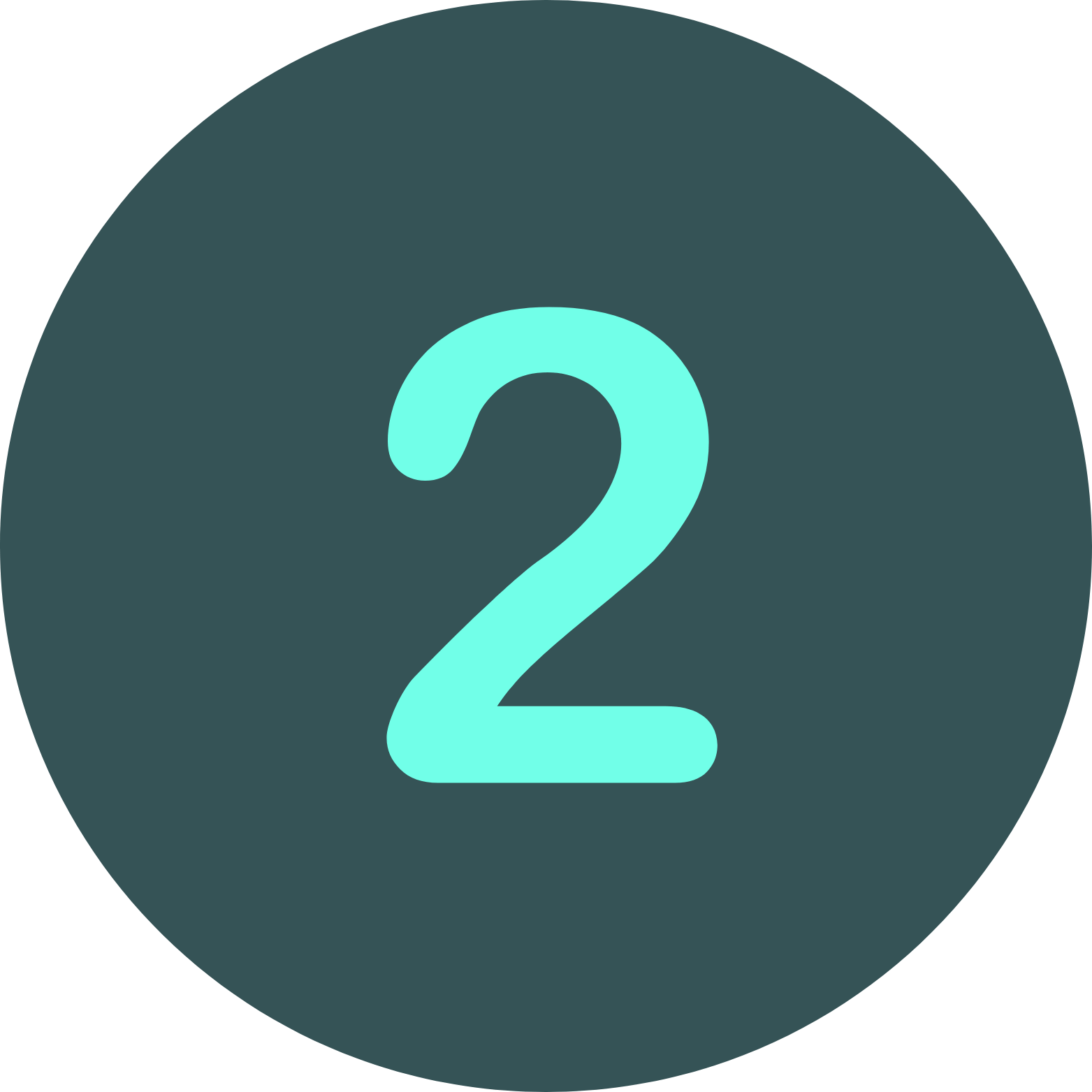 Number 2 displayed in light blue on a dark circular background.