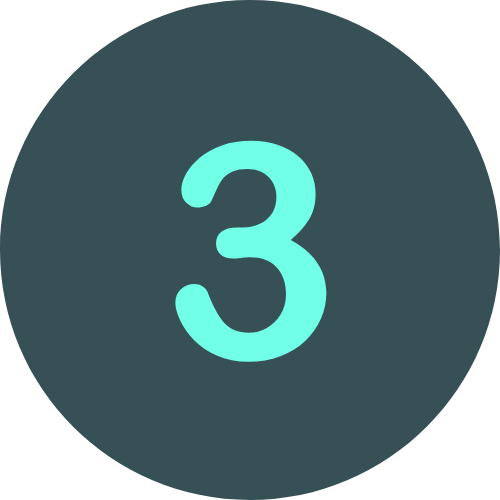 Number three on a dark circular background