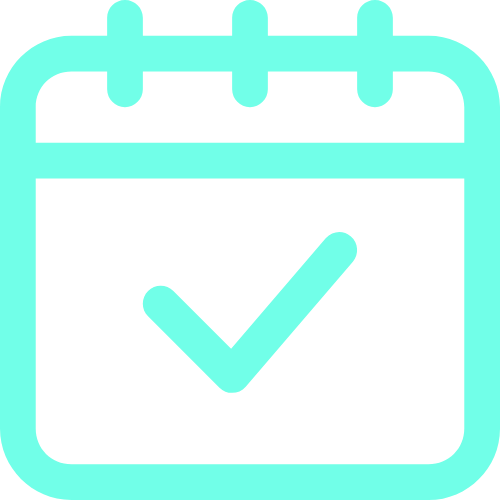 Icon of a calendar with a checkmark in the center