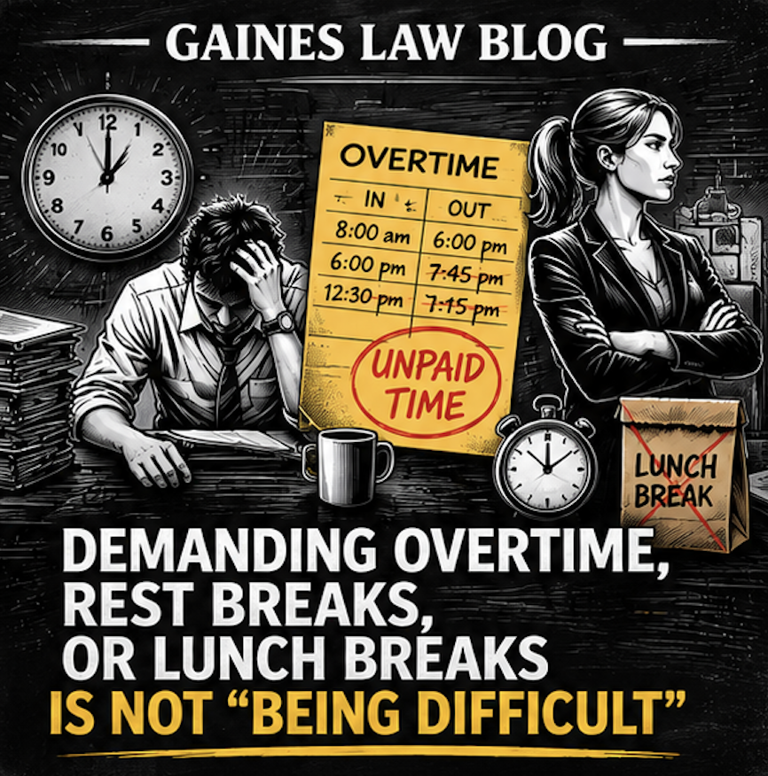 Demanding Overtime Pay, Meal Breaks, and Rest Breaks Is Not “Being Difficult”