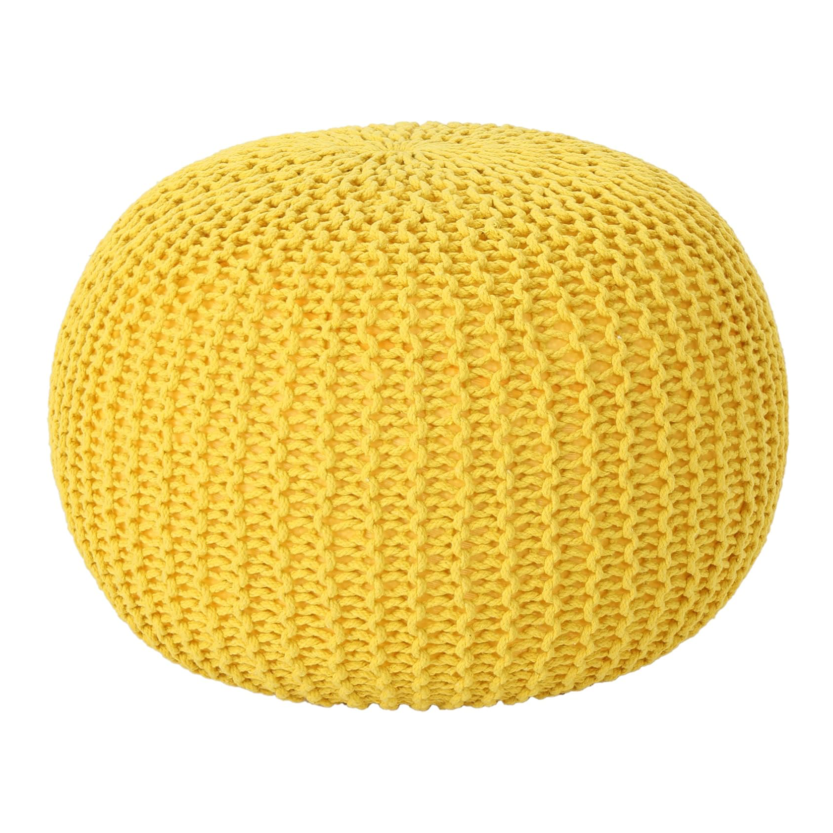 Knitted Yellow Ottoman Pouf