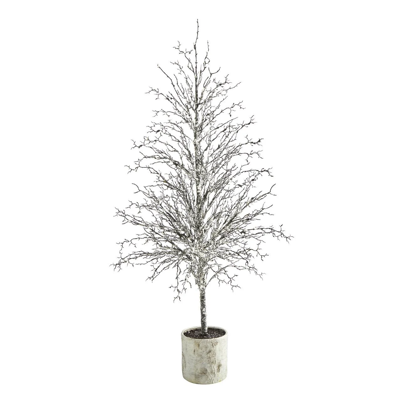 6’ Potted Artificial Snowed Twig Potted Tree