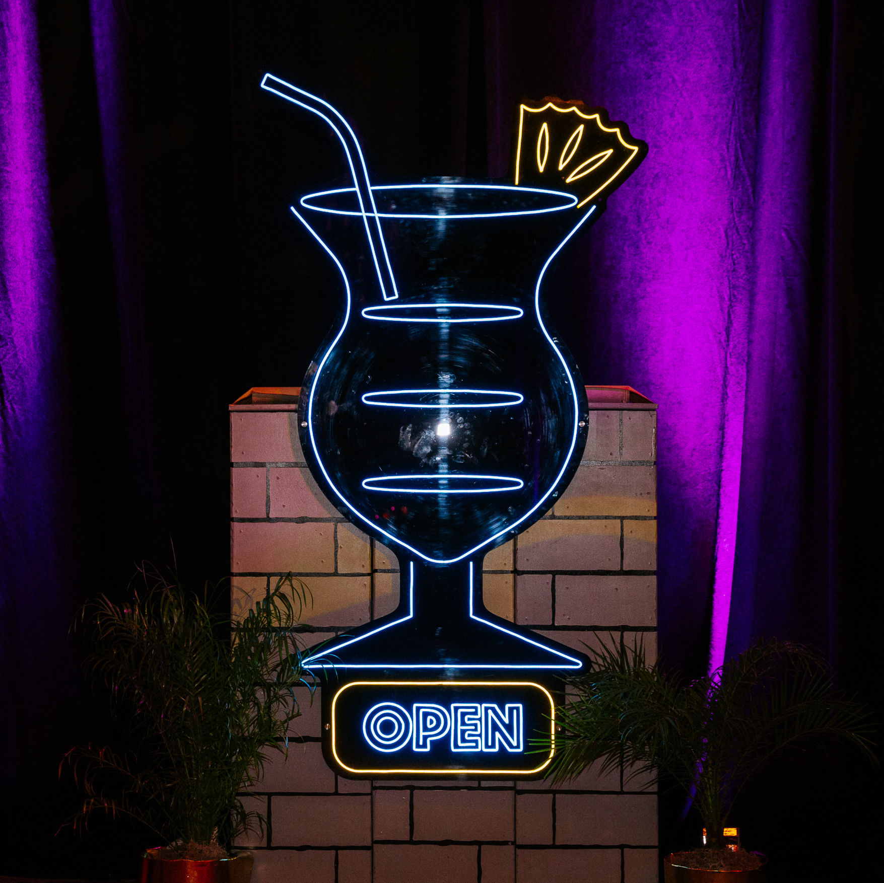“Open” Martini Glass Sign