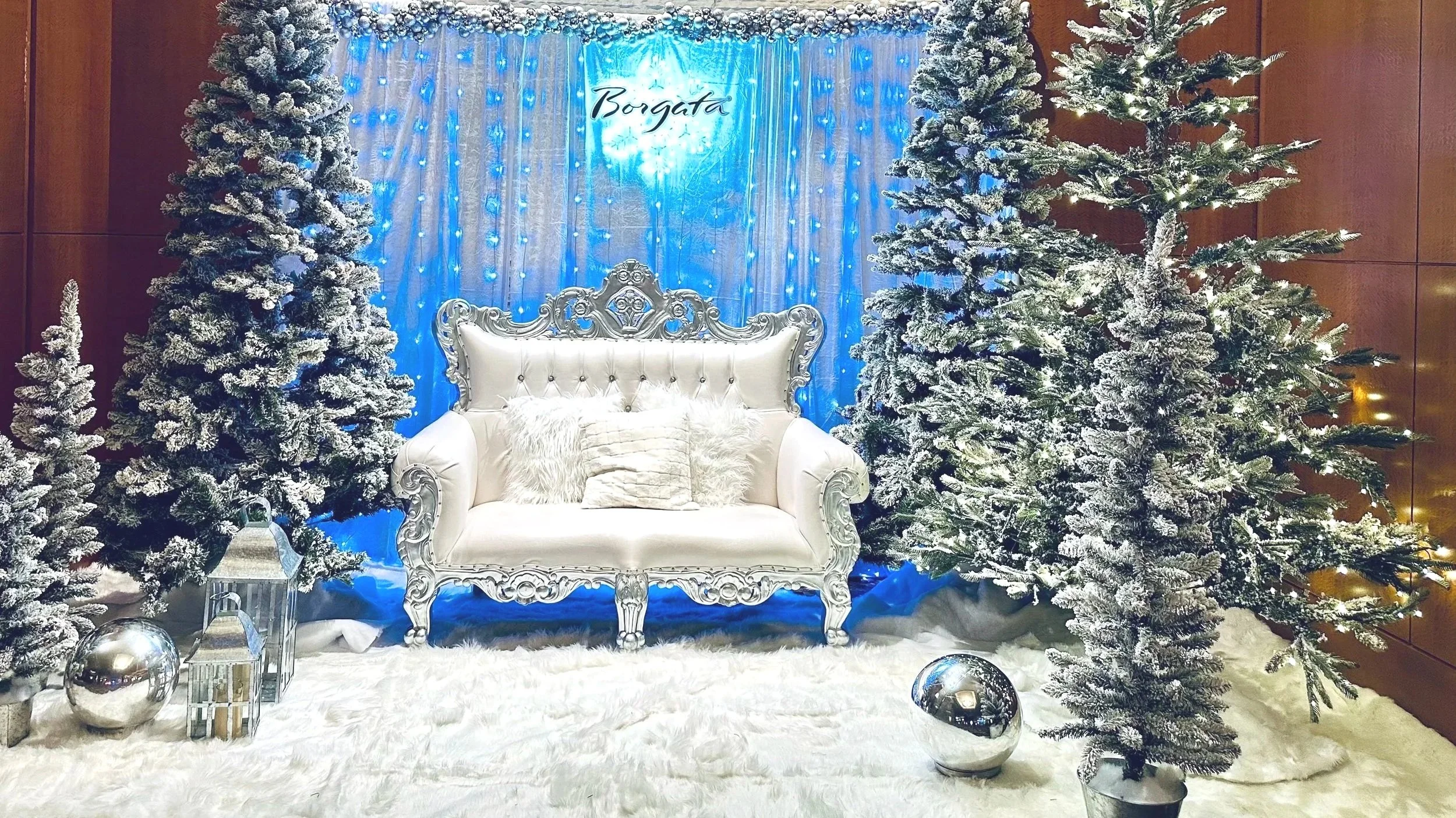 Ornate Winter Wonderland Loveseat Photo Op