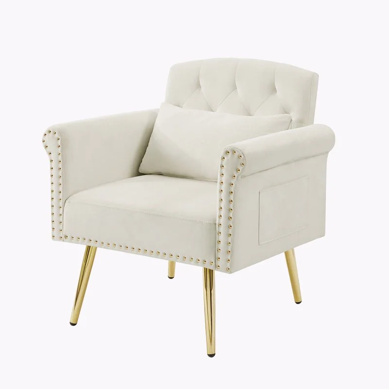 White Velvet Accent Chair