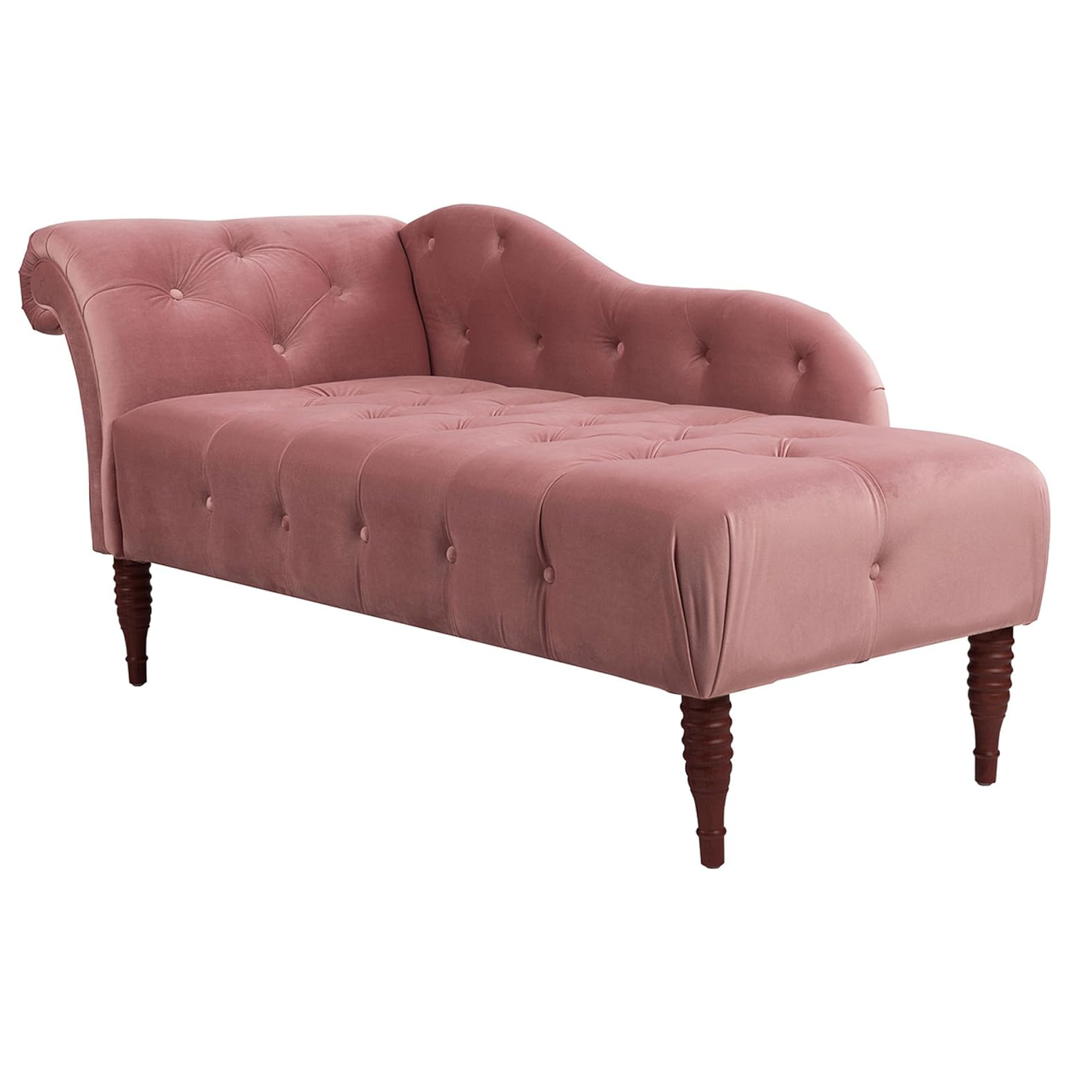 Ash Rose Velvet Tufted Roll Arm Couch
