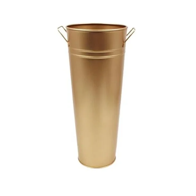 Gold Metal Bucket Flower Vase
