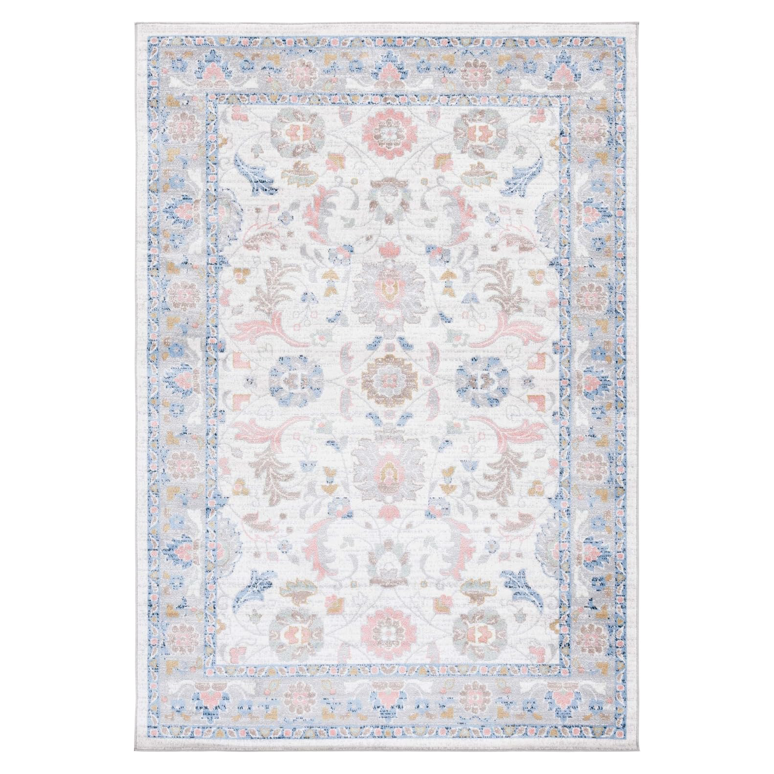 Beige and Blue Ornate Rug