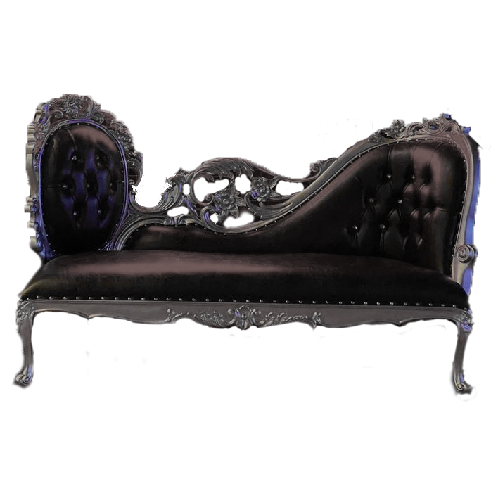 Black Royal Chaise Lounge Sofa With Silver Frame