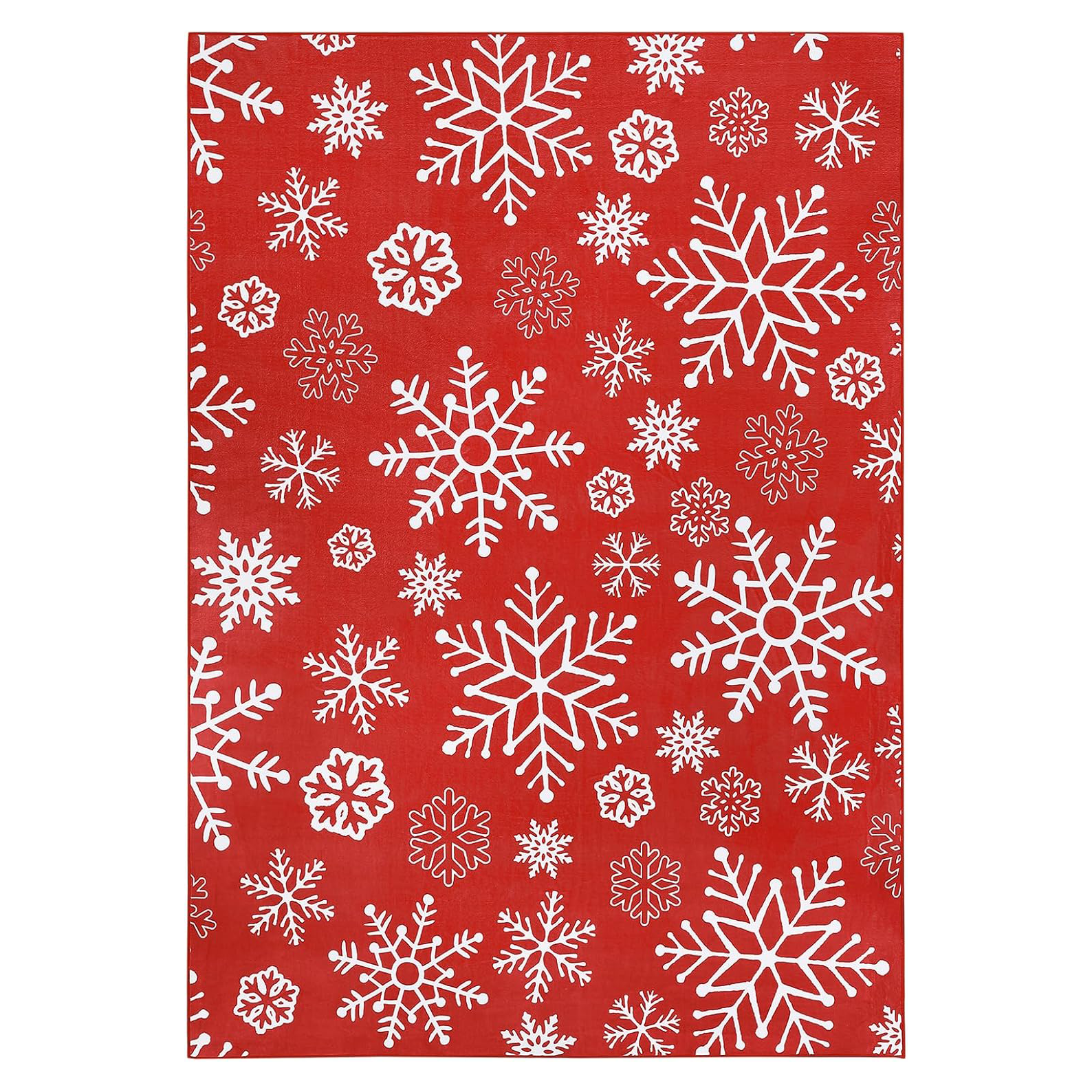 Red Snowflake Christmas Rug