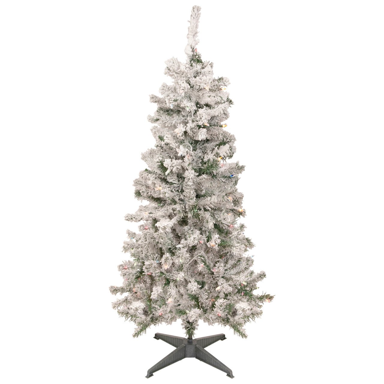 4.5’ Pre-lit Artificial Medium Heavily Flocked Pine Tree