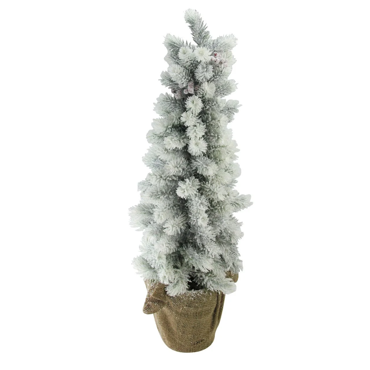 2' Artificial Potted Flocked Pine Slim Tree