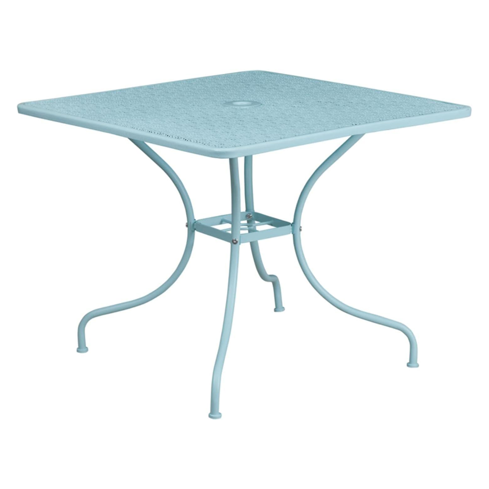 Sky Blue Metal Square Patio Dining Table