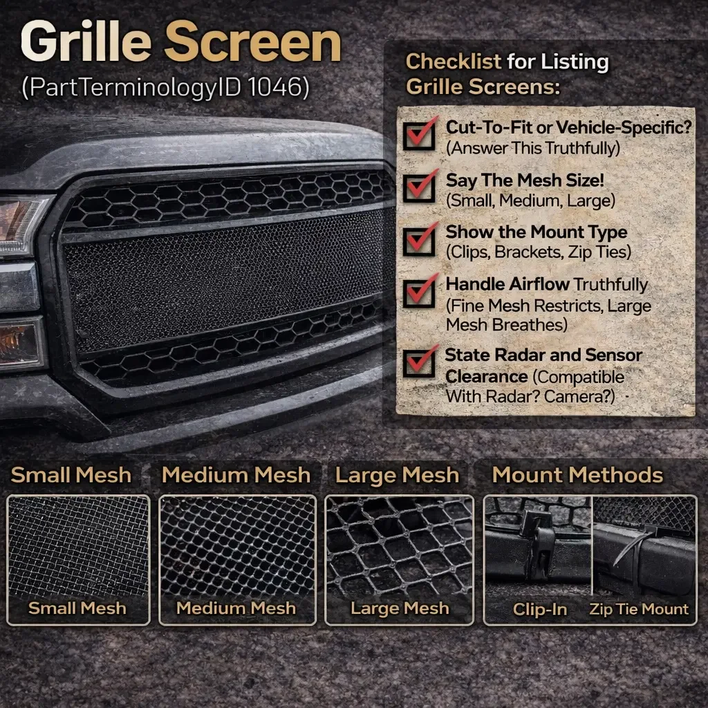 Grille Screen (PartTerminologyID 1046): The Mesh Reality, Mounting Options, and the Catalog Checklist