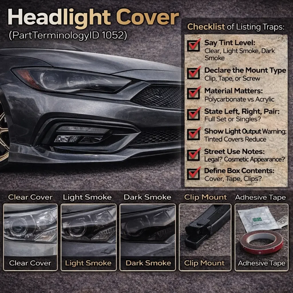 Headlight Cover (PartTerminologyID 1052): The Variant Map, Legal Reality, and the Listing Traps That Cause Returns