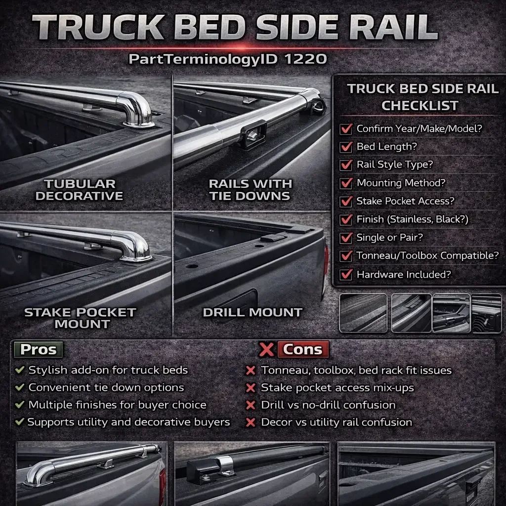 Truck Bed Side Rail (PartTerminologyID 1220): Styles, Mounting Compatibility, and Catalog Accuracy