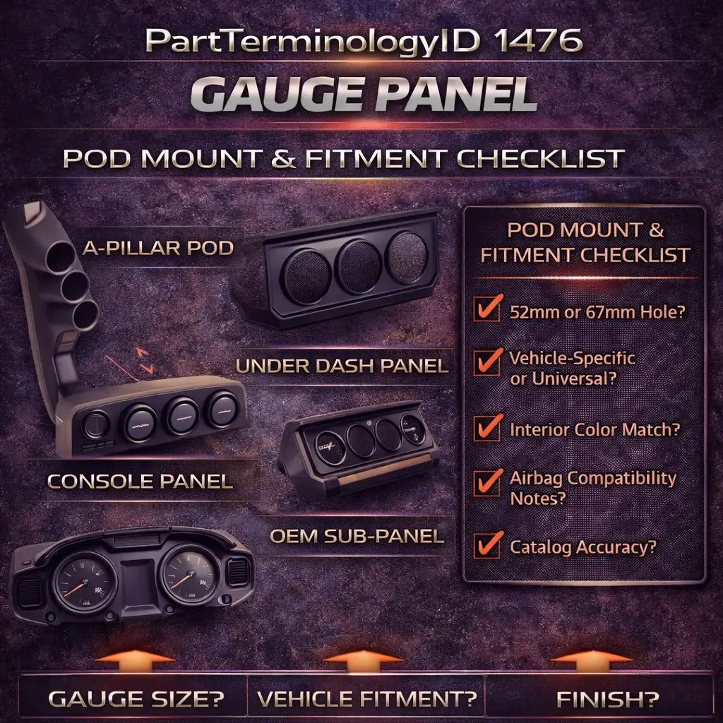 Gauge Panel (PartTerminologyID 1476): The Mounting Surface That Holds Every Gauge in This Series, and the Part Nobody Thinks About Until They Have Nowhere to Put Their Gauges