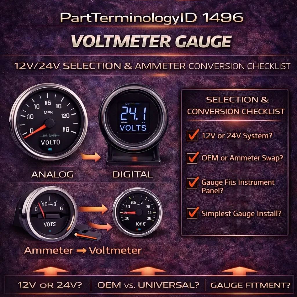 Voltmeter Gauge (PartTerminologyID 1496): The Gauge That Replaced the Ammeter Because It Does the Same Job Without Setting Your Dashboard on Fire