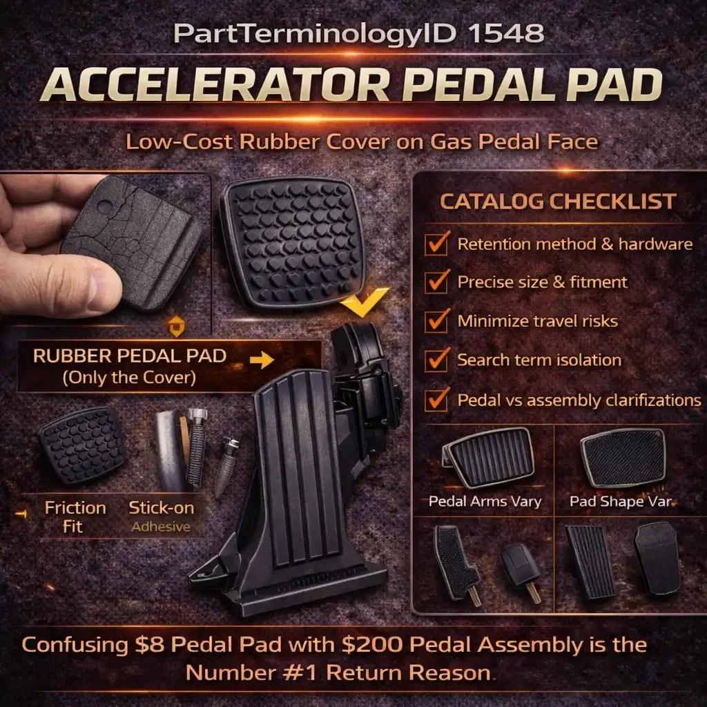 Accelerator Pedal Pad (PartTerminologyID 1548): The $8 Rubber Piece That Wears Smooth, Lets Your Foot Slip, and Gets Confused With the $200 Pedal Assembly It Sits On