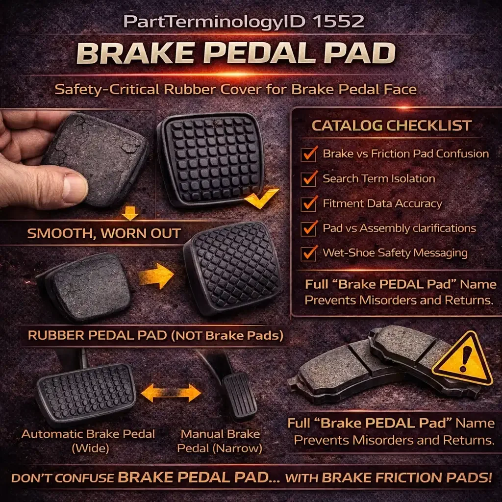 Brake Pedal Pad (PartTerminologyID 1552): The Safety-Critical Rubber Cover That Nobody Replaces Until Their Foot Slides Off the Brake in the Rain
