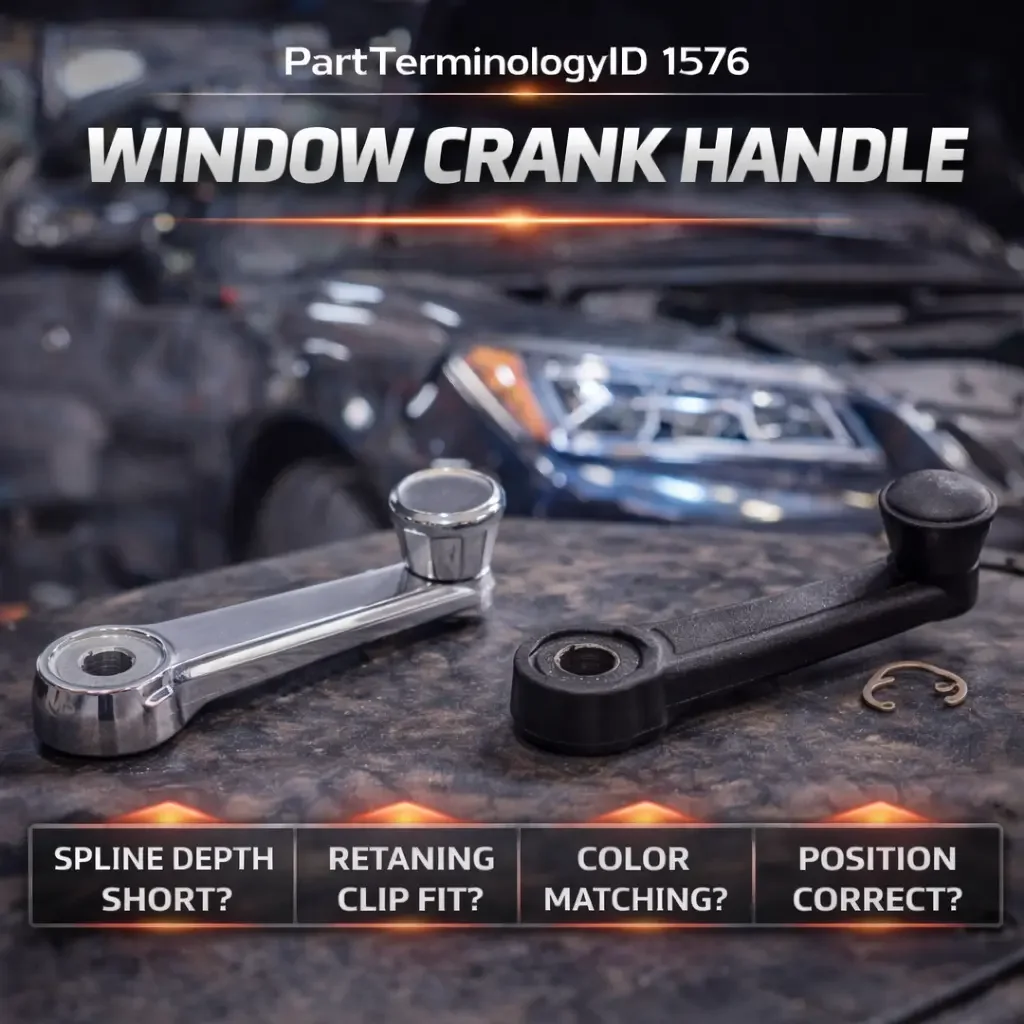 Window Crank Handle (PartTerminologyID 1576): The Interior Handle That Opens Manual Windows and Ships With the Wrong Spline Depth More Often Than Any Other Interior Trim Part