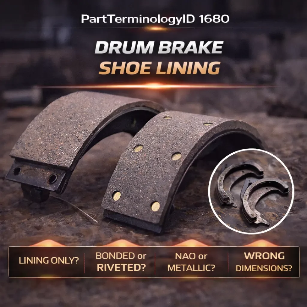 Drum Brake Shoe Lining (PartTerminologyID 1680): The Friction Material Bonded to the Shoe