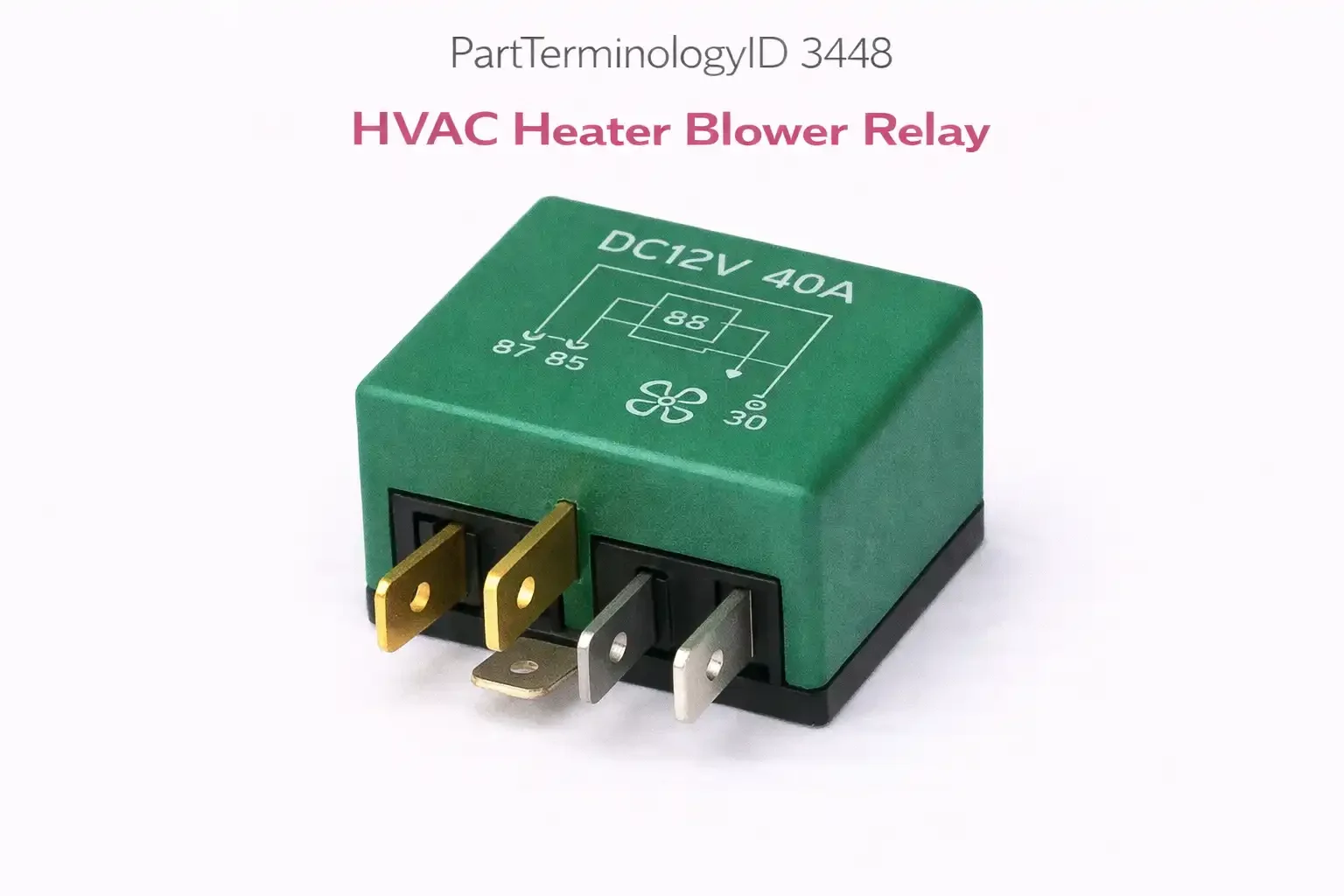 HVAC Heater Blower Relay (PartTerminologyID 3448): Where Blower Motor High-Current Supply, Resistor Bypass at High Speed, and Differentiation from the HVAC Heater Relay 