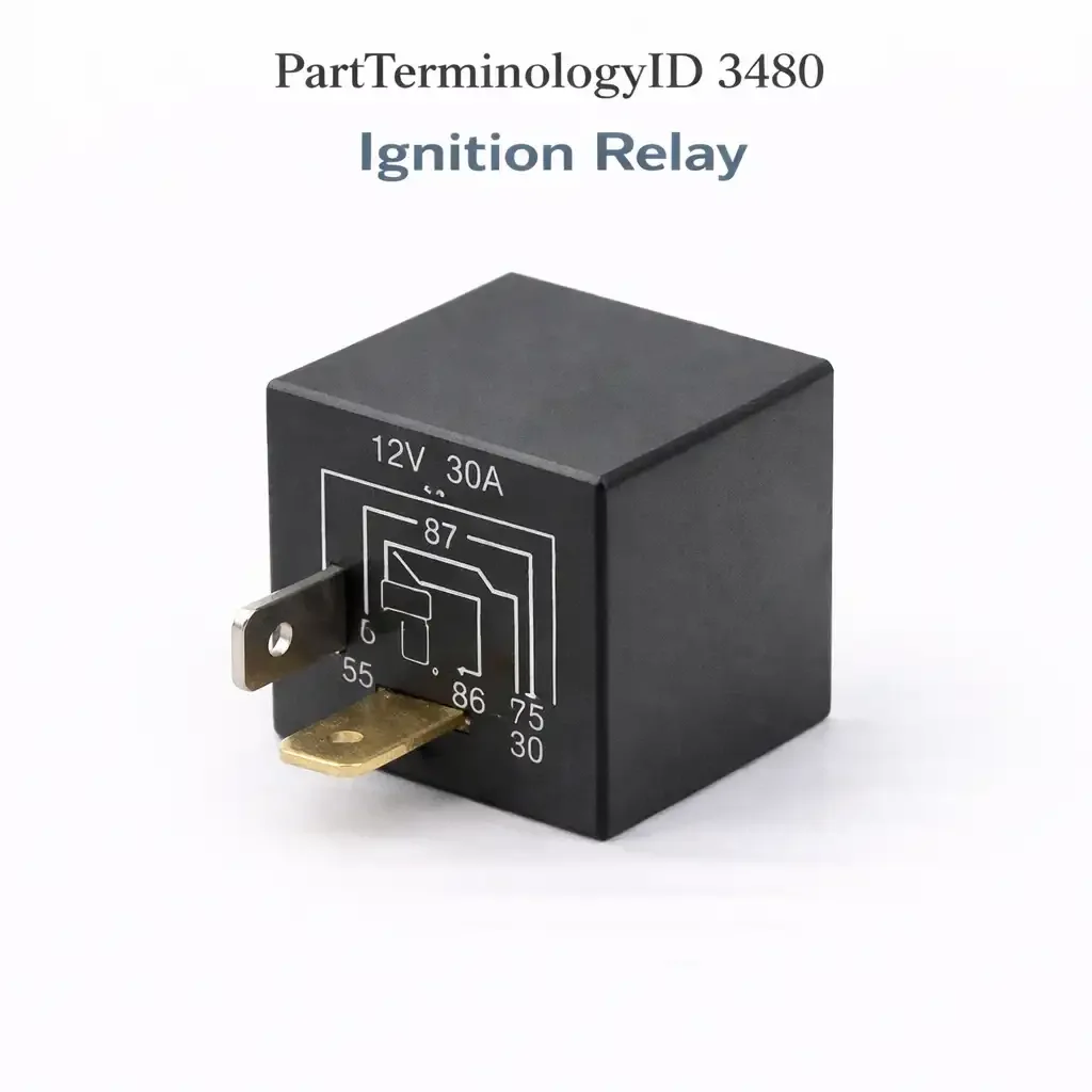 Ignition Relay (PartTerminologyID 3480): Switched Ignition Supply Circuit, ECM Load Sequencing, Run vs. Crank Contact Configuration, and Contact Current Rating