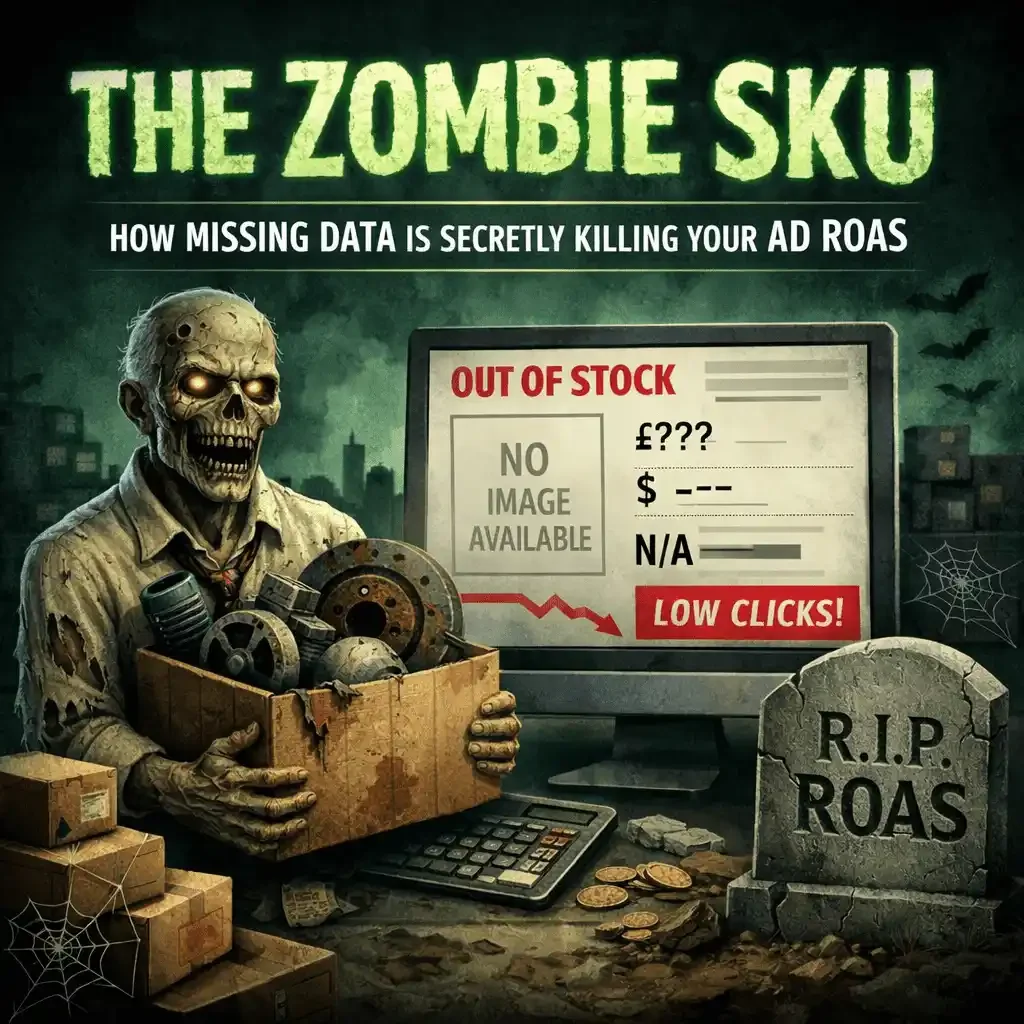 Zombie office worker and e-commerce graveyard