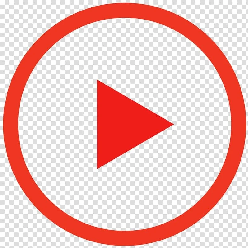 Red play button icon inside a red circle with a transparent background.