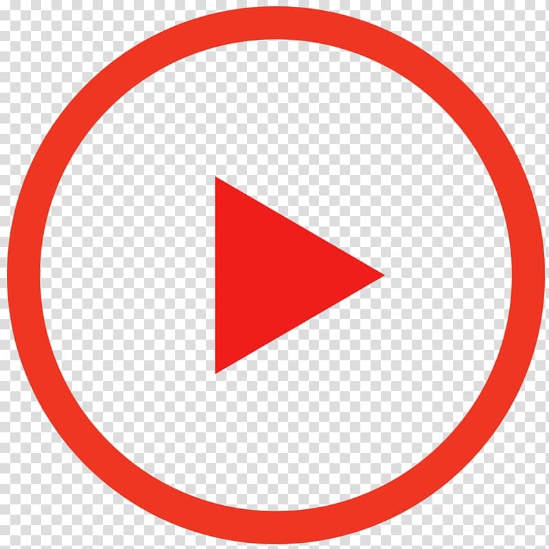 Red play button icon with circular border.