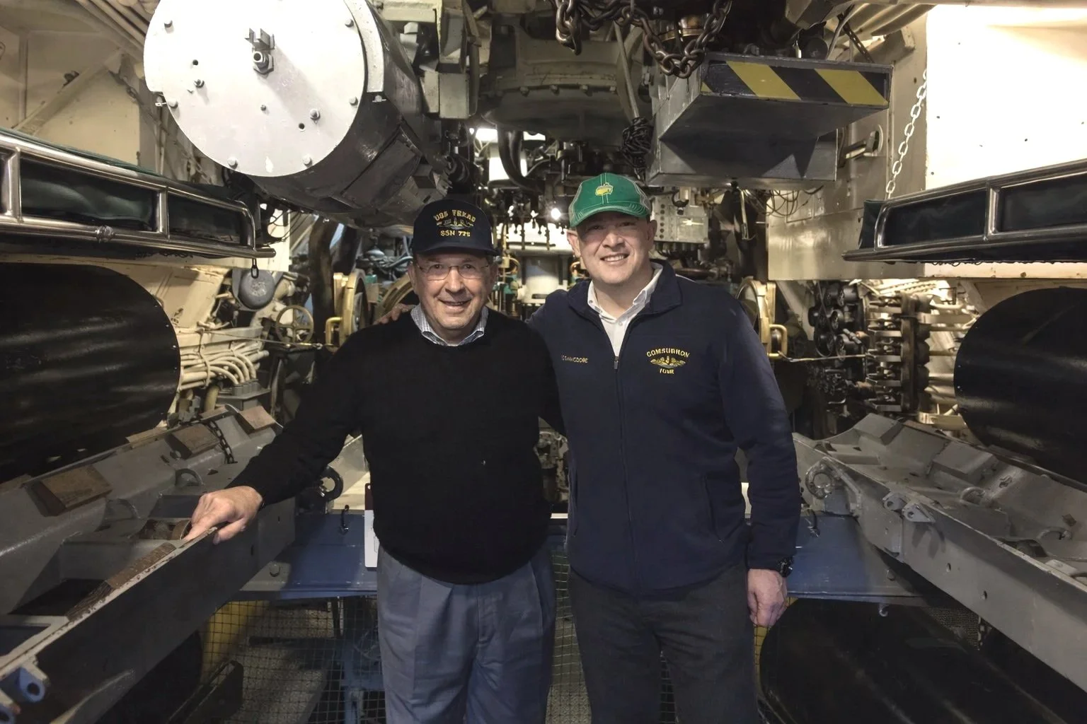 John Ranelli and John McGunnigle in submarine replica