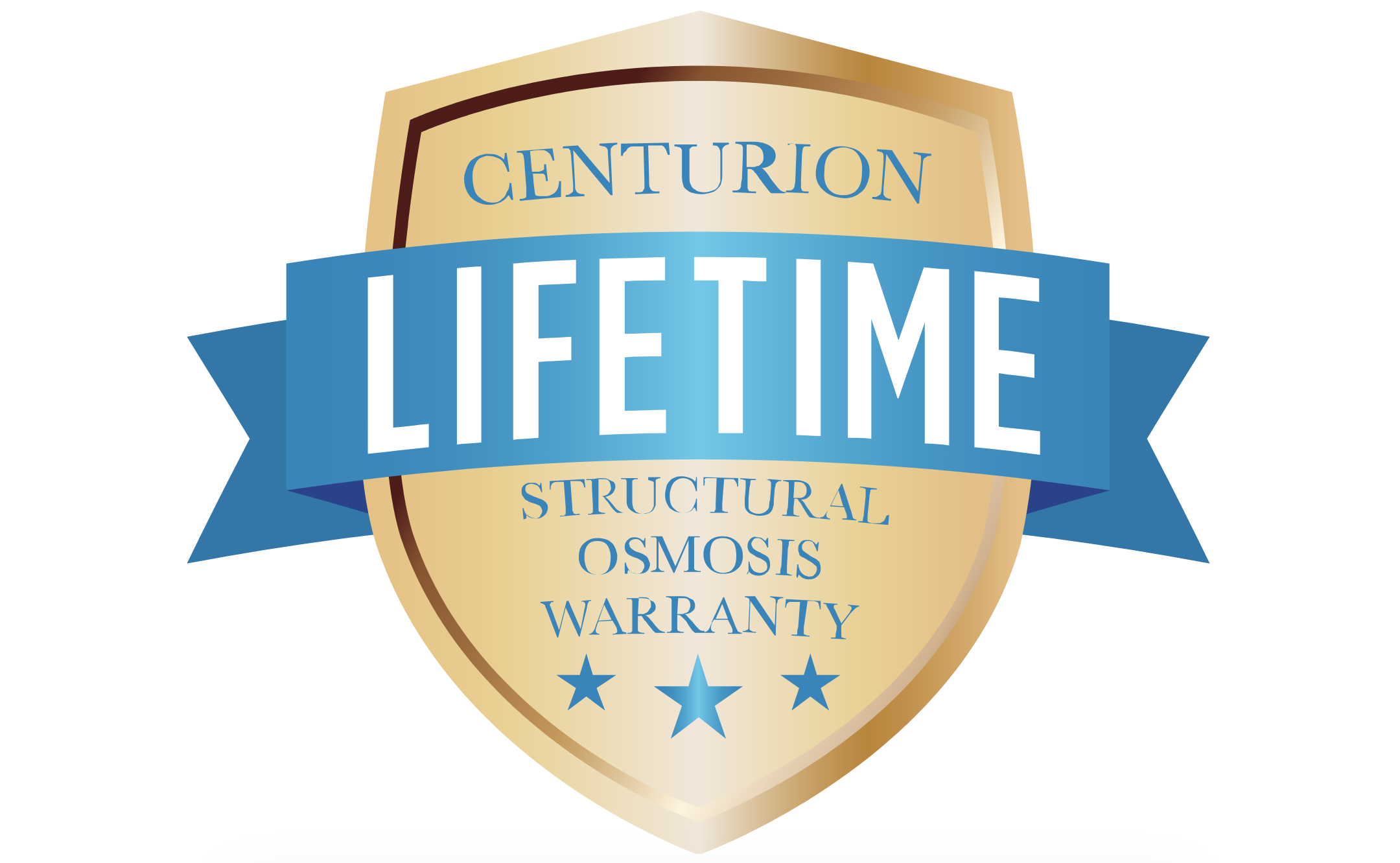 Centurion Lifetime structural osmosis warranty badge.