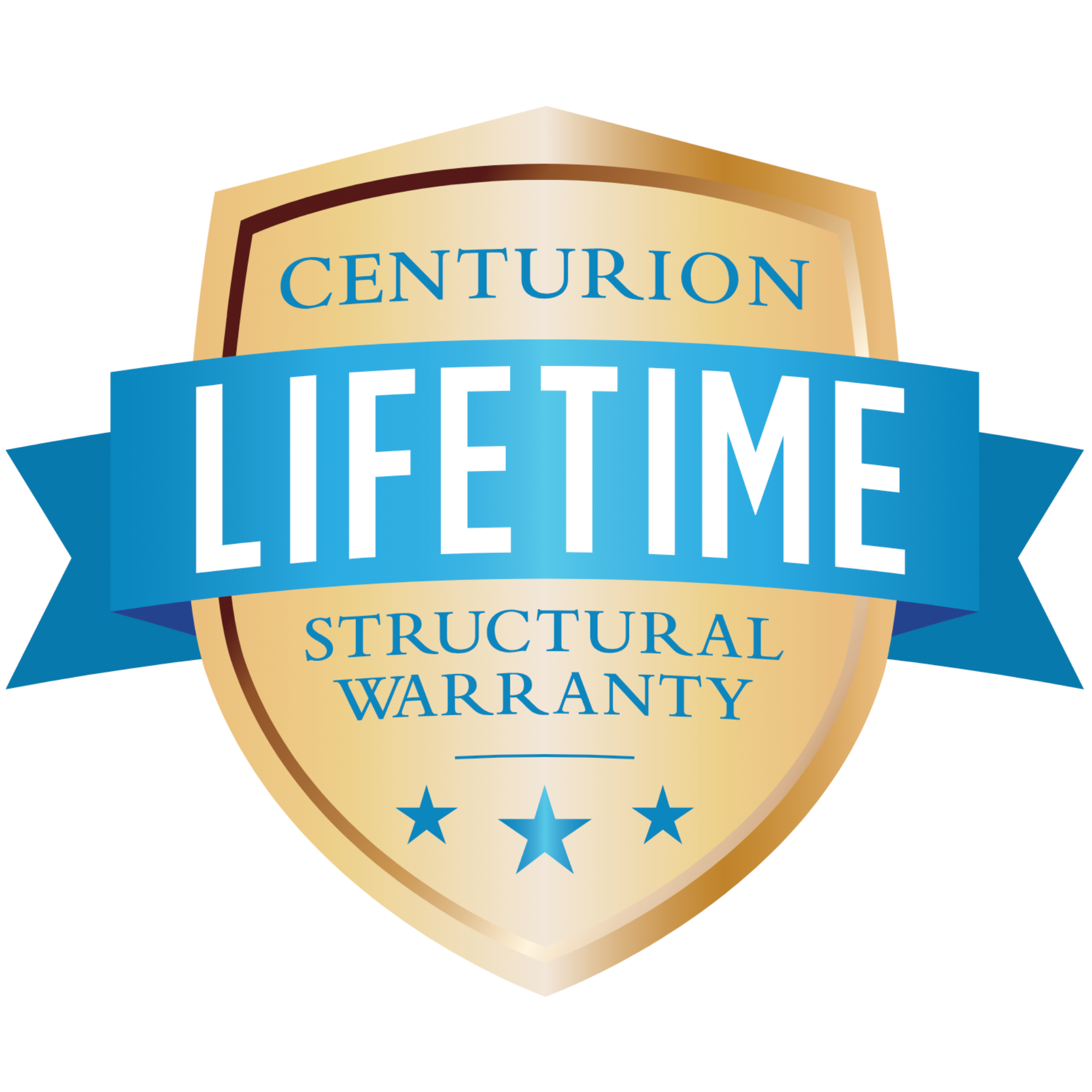 Centurion Lifetime structural osmosis warranty badge.