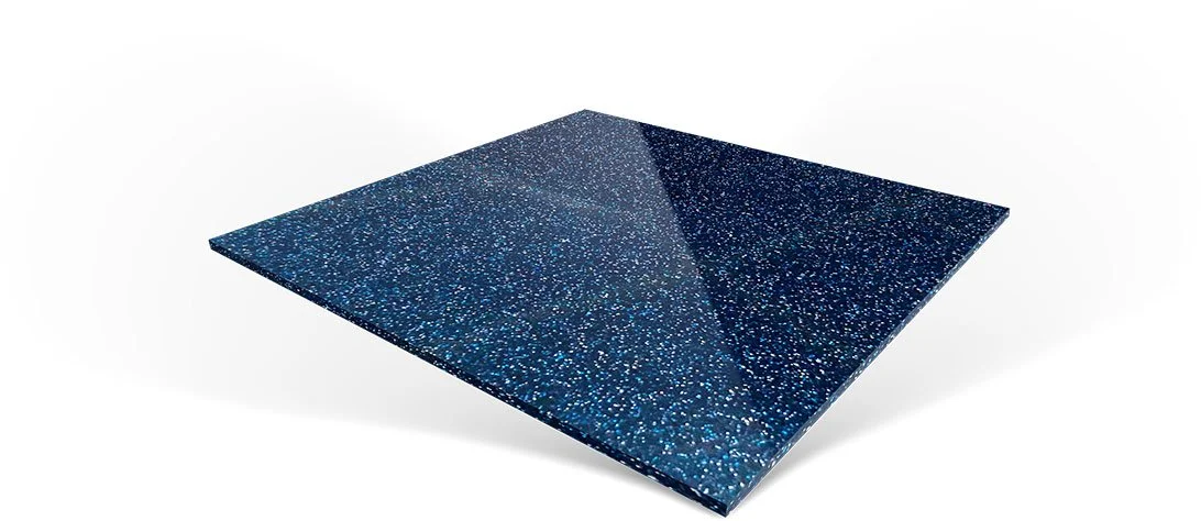 A square panel with a glittery, starry night sky pattern, mainly dark blue with sparkles.