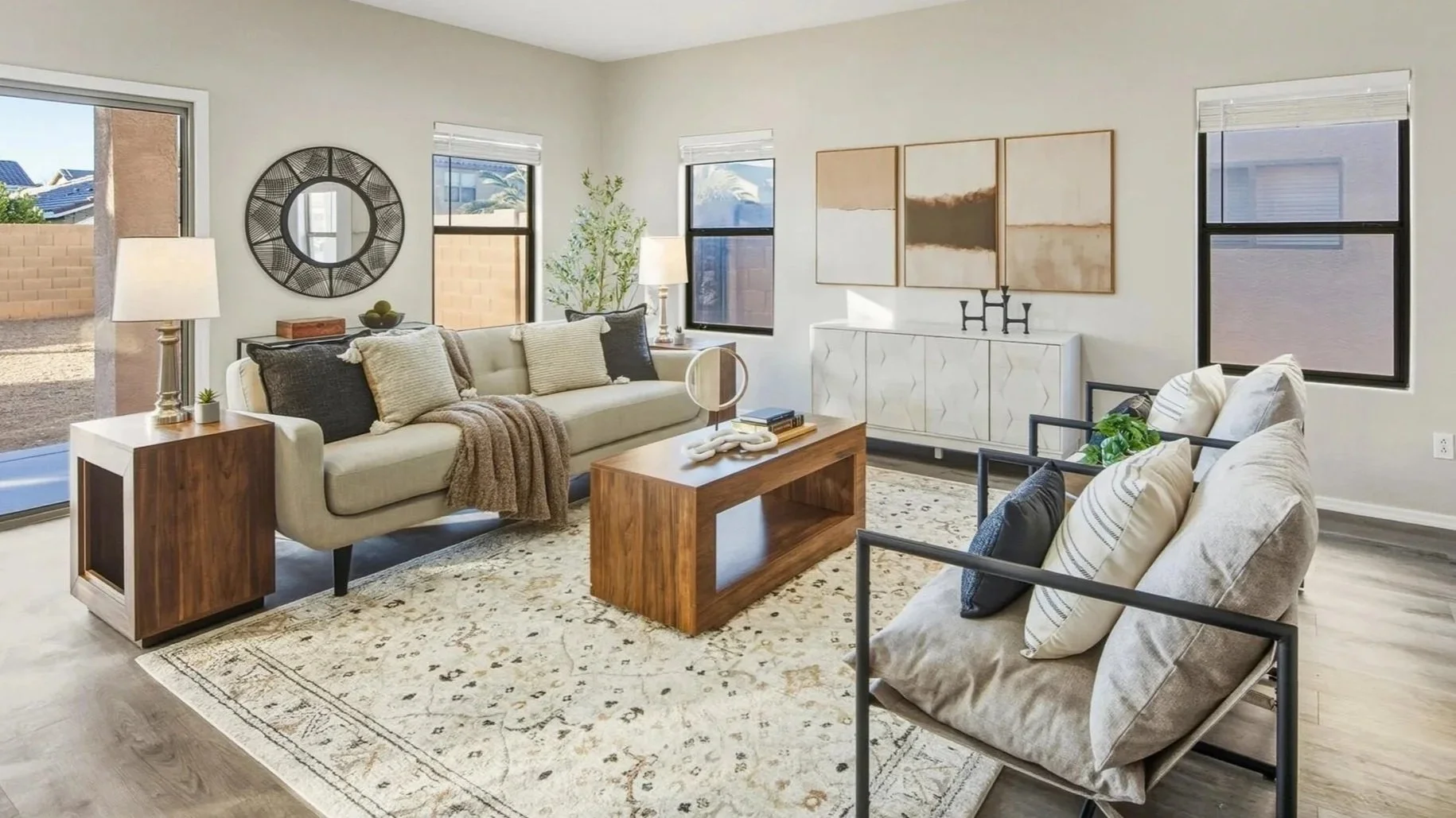 living room staging in Mesa showcasing open layout and natural light
