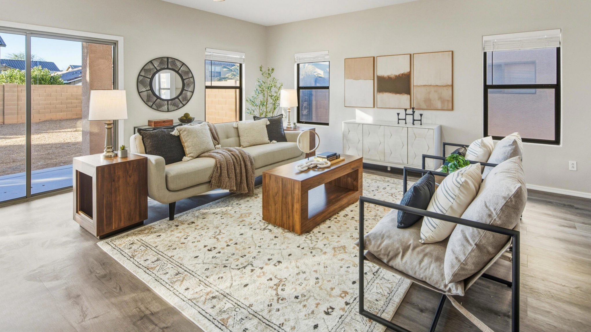 Contemporary living room staging for a Chandler home for sale