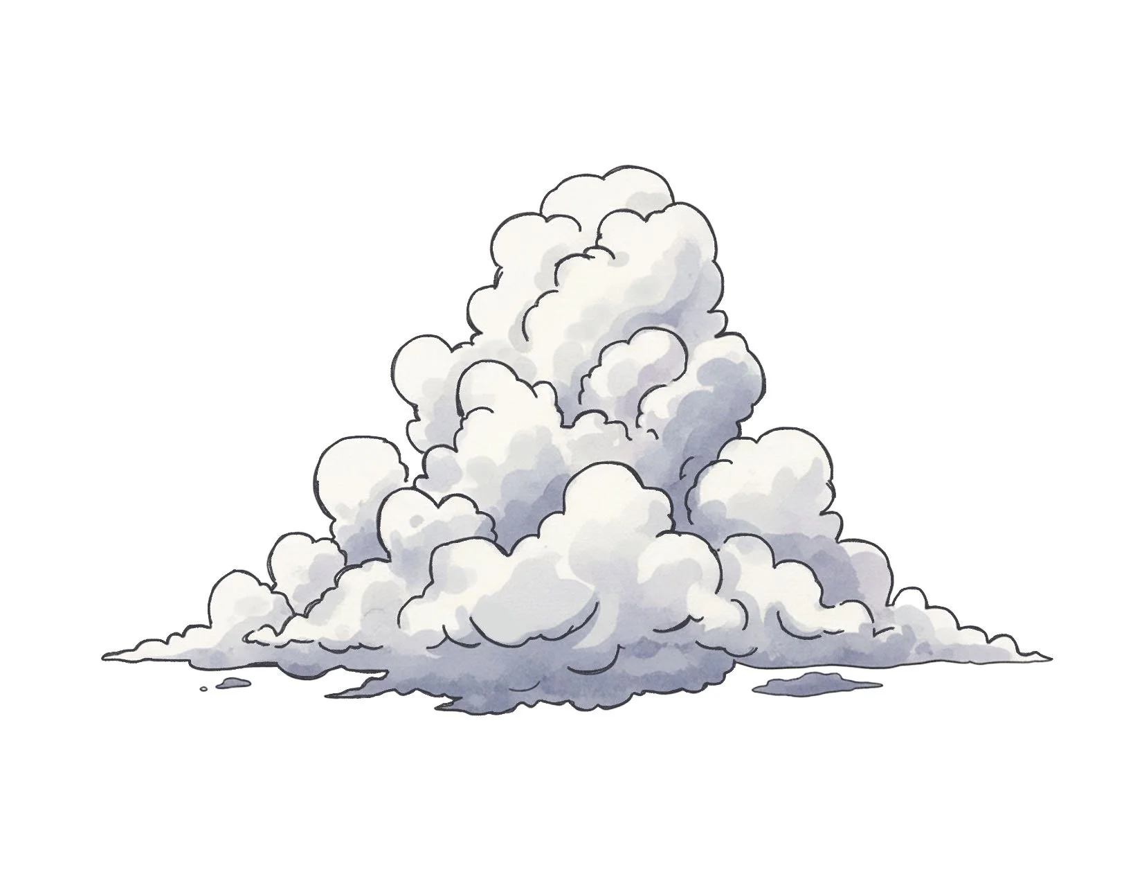 Representación estilizada de una nube, enfocada en la suavidad, el volumen y la transición tonal a través de formas orgánicas simplificadas.