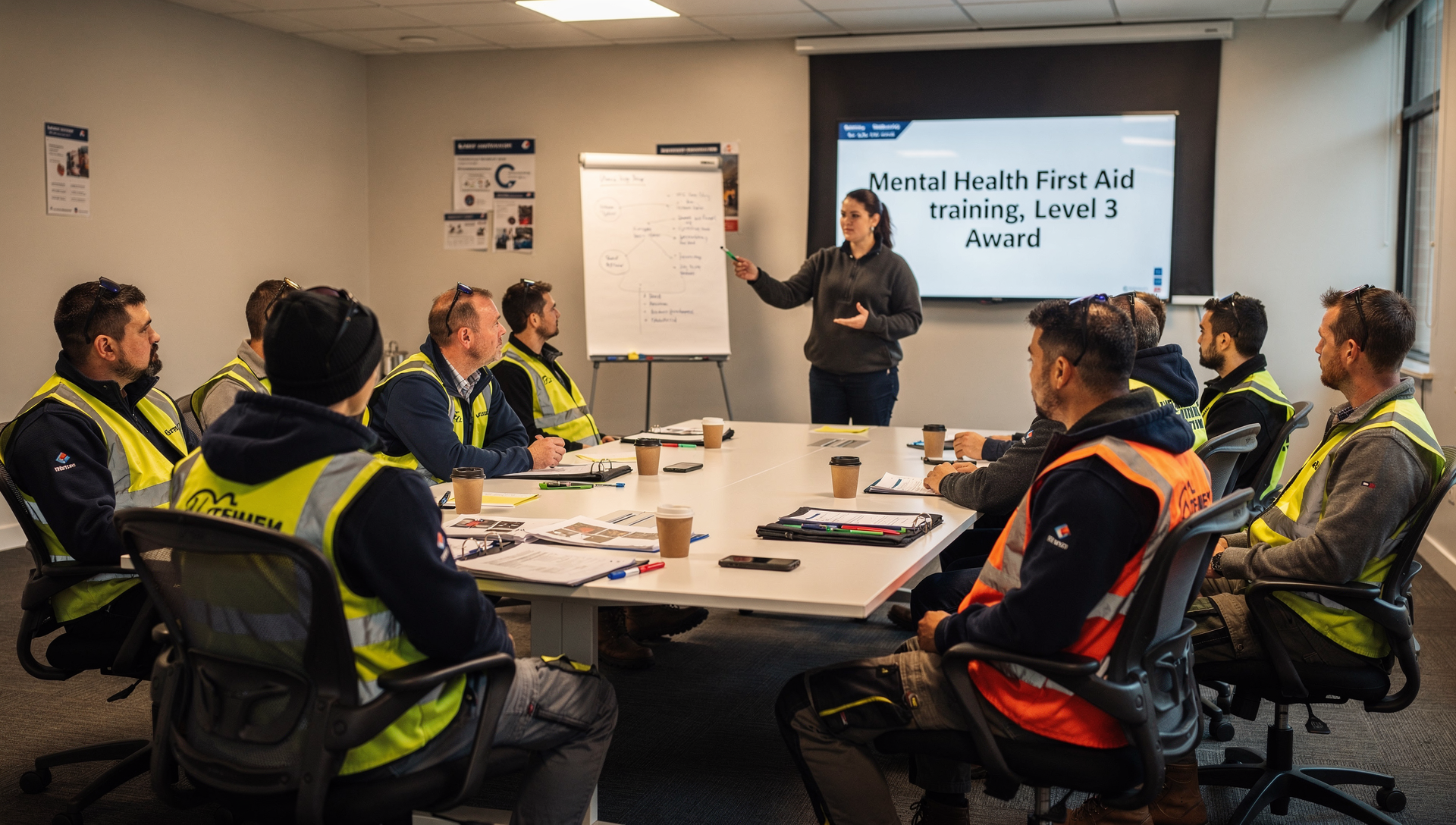 Women with flipchart teaching about mental health