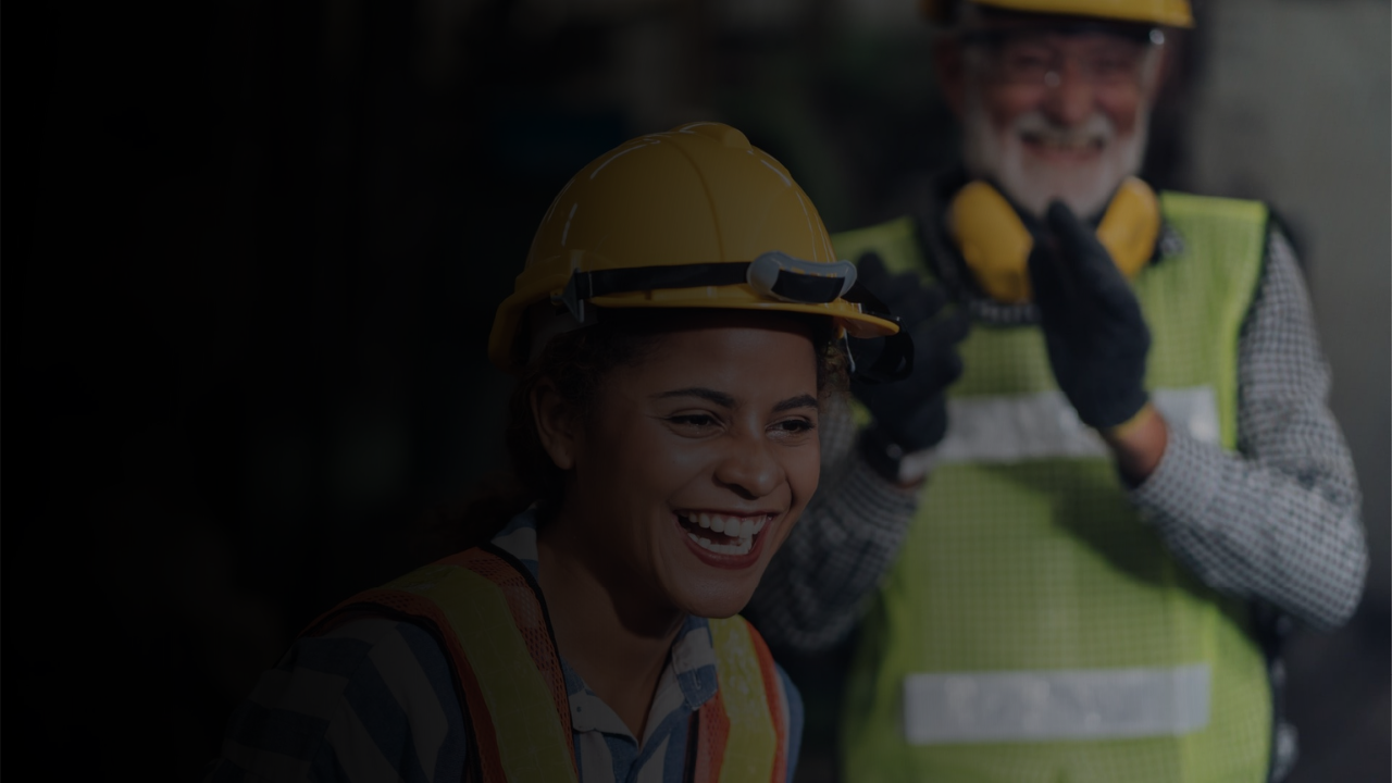 smiling female construction worker