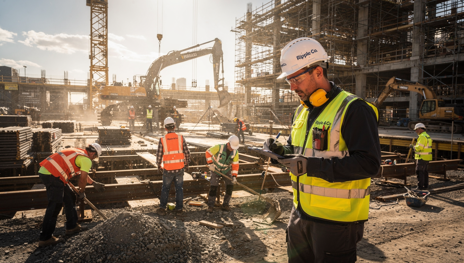 Construction worker observing