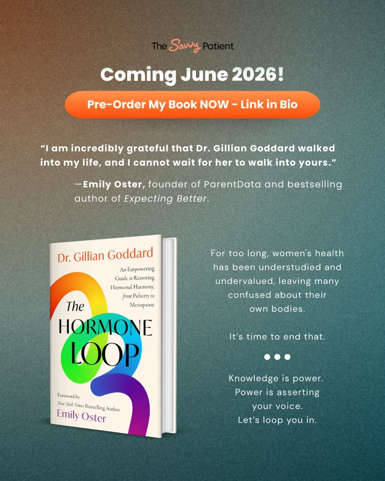 My New Book: The Hormone Loop is out June 2, 2026 - PRE-ORDER VIA LINK IN BIO ✨

For too long, women&rsquo;s health has been understudied and undervalued, leaving many confused about their own bodies. It&rsquo;s time to end that.

&ldquo;I am incredi