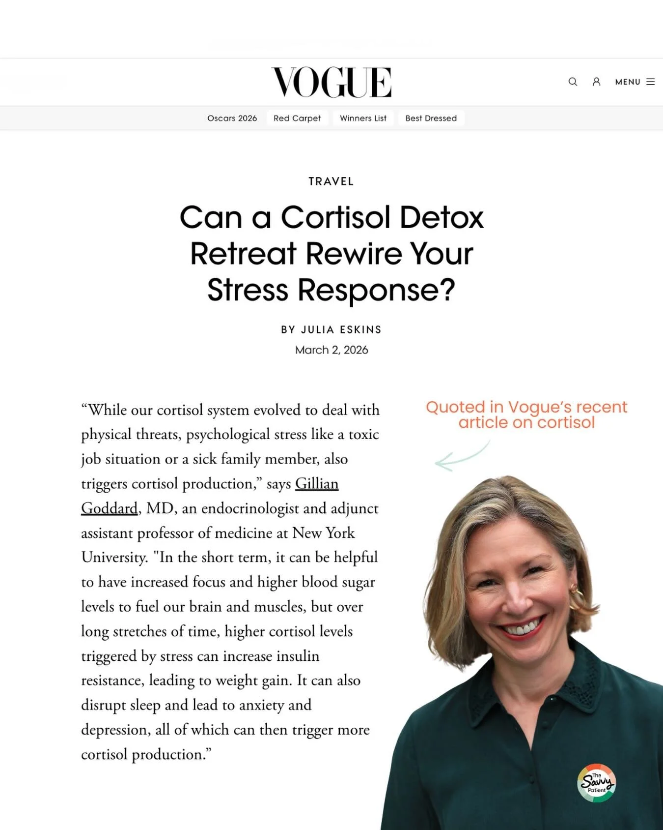 Featured in @voguemagazine discussing cortisol and the science of stress 📈

Talk of cortisol is everywhere now, but what does the science say?

In the short term, cortisol can sharpen focus and fuel your brain.
However, over time, chronically elevat