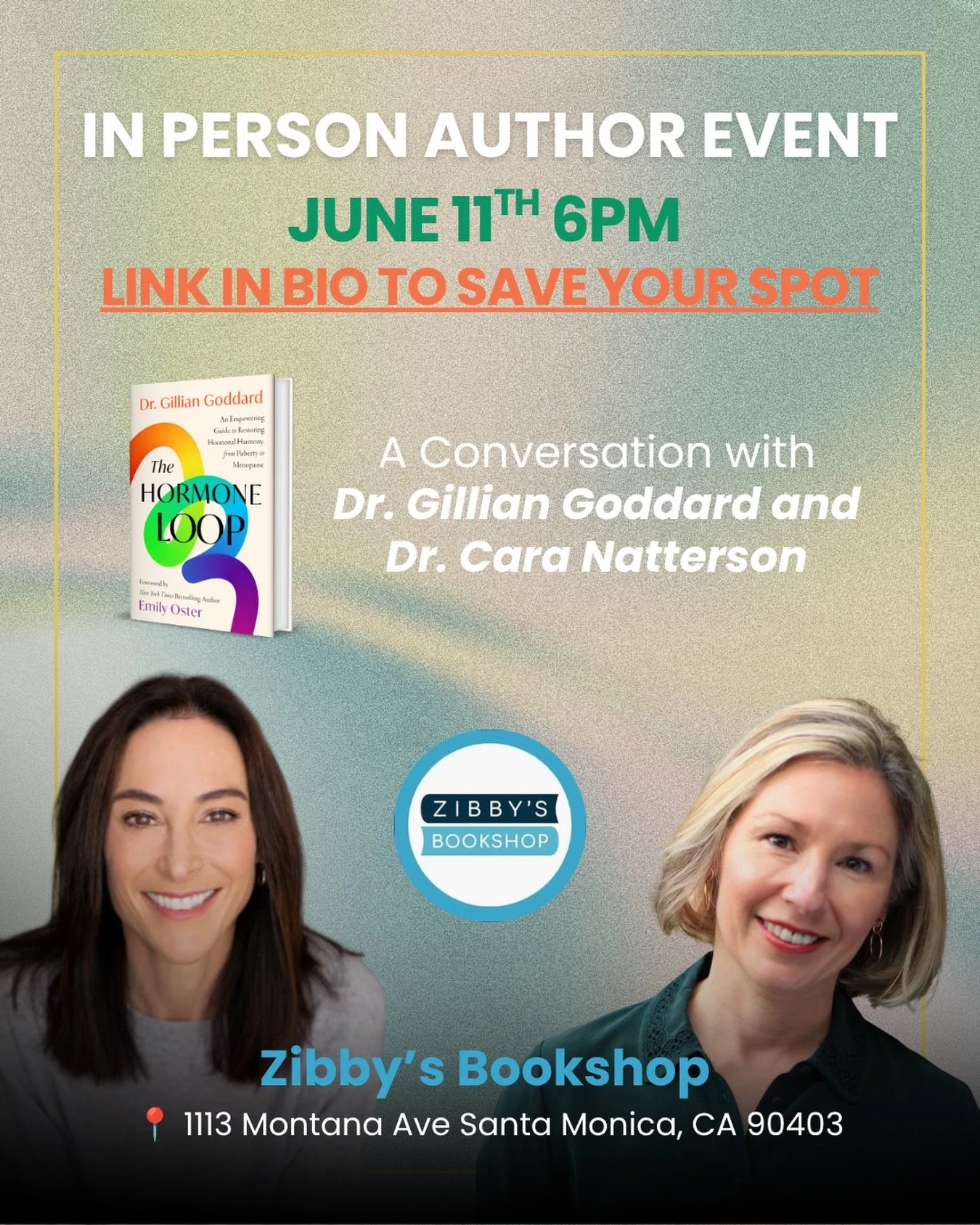 Tonight in Santa Monica 📚

I&rsquo;ll be at @zibbysbookshop with Dr. Cara Natterson of @less.awkward talking about The Hormone Loop. We&rsquo;ll discuss what we know, what we don&rsquo;t, and how women can better understand their hormones and health